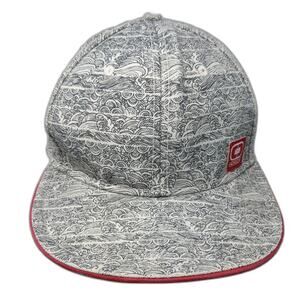 OGIO Baseball Cap Gray White Red One Size Wave Pattern Flat Brim 5 Panel Hat
